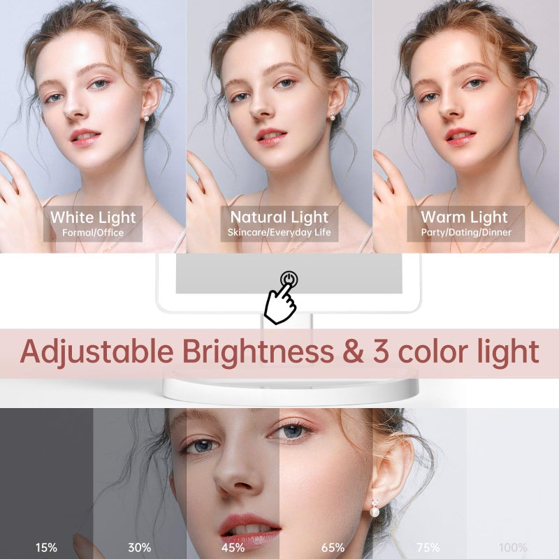 Funtouch Large Lighted Vanity Makeup Mirror with 88 LED, 360 Rotation Touch Screen, 10X Magnification Portable Tabletop Cosmetic Make Up Mirror - Image 3